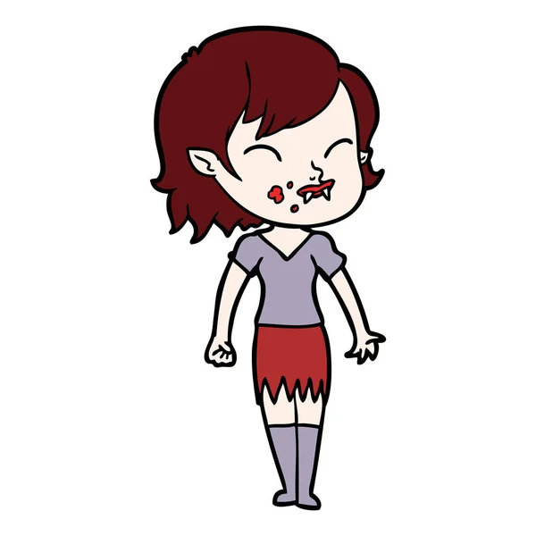 Chica Vampiro Dibujos Animados Con Sangre Mejilla — Vector de stock