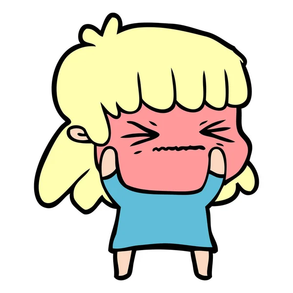 怒っている少女漫画のベクトル イラスト — ストックベクタ