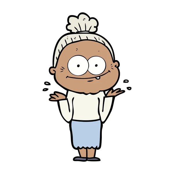 Cartoon Glückliche Alte Frau — Stockvektor