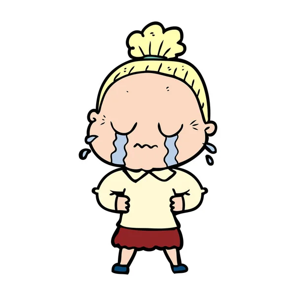 漫画泣いている老婦人 — ストックベクタ
