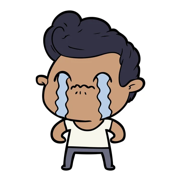 Illustration Vectorielle Dessin Animé Homme Pleurer — Image vectorielle