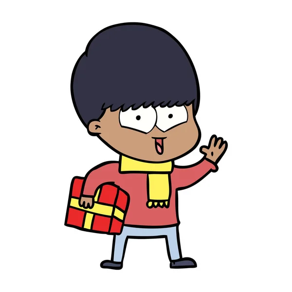 Vektorillustration Cartoon Happy Boy — Stock vektor