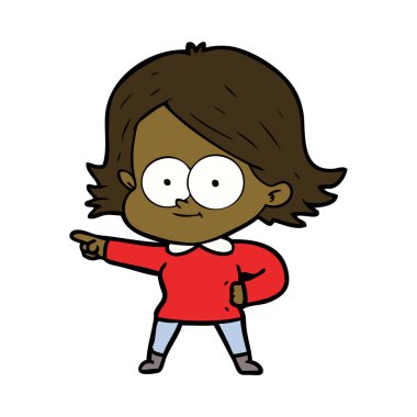 mutlu çizgi film kız vektör çizim