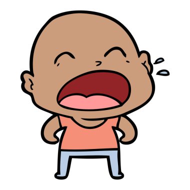 karikatür bağırarak kel adam