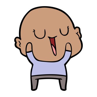 mutlu karikatür kel adam