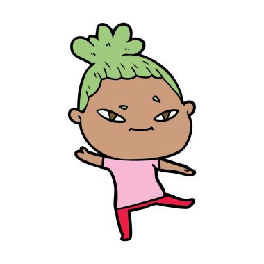 Çizgi filmdeki kadının vektör çizimi