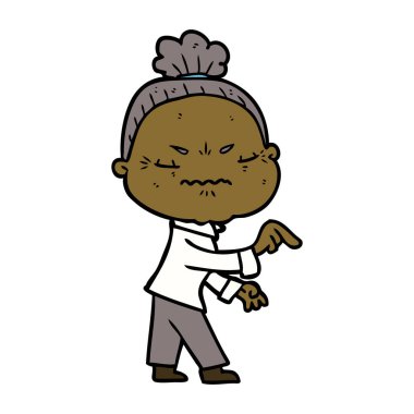 karikatür rahatsız yaşlı kadın