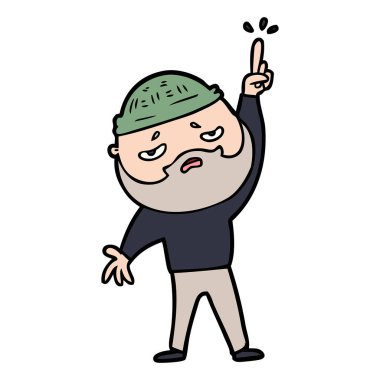 Sakallı endişeli adam çizgi film