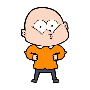 karikatür kel adam bakıyor