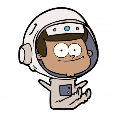 mutlu astronot karikatür vektör çizim