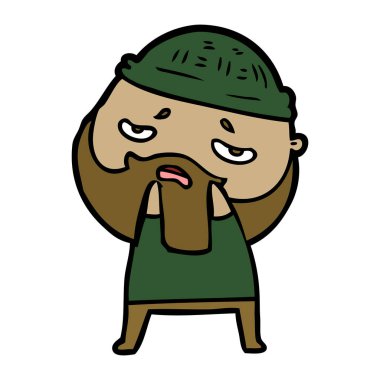 Sakallı endişeli adam çizgi film