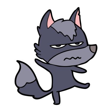 vektör çizim karikatür rahatsız kurt