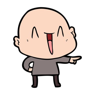 mutlu karikatür kel adam