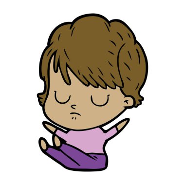 Çizgi filmdeki kadının vektör çizimi