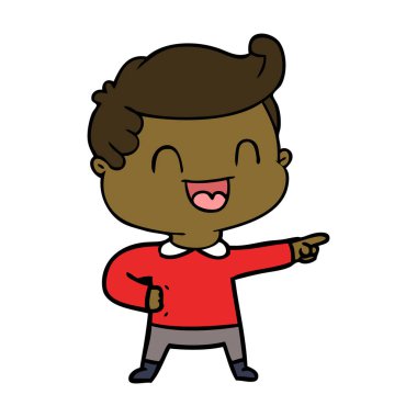 Çizgi film mutlu adam işaret ediyor.