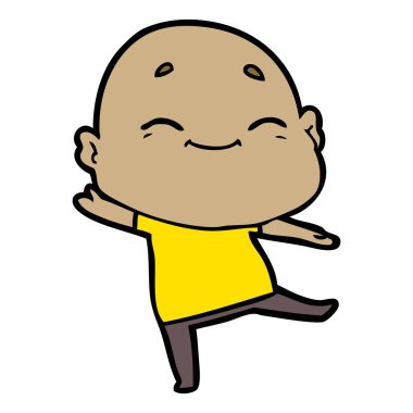 karikatür mutlu kel adam