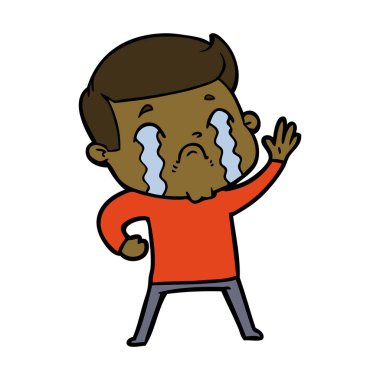 vektör çizim karikatür adam ağlıyor