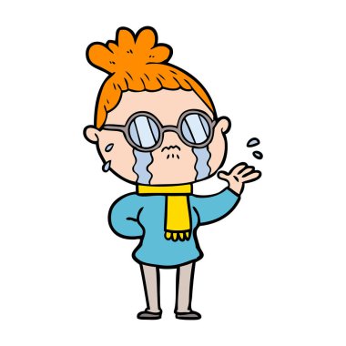 çizgi film ağlayan kadın gözlük takıyor