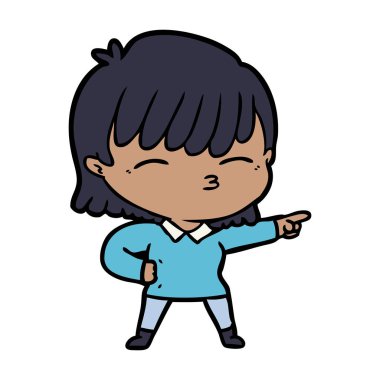 Çizgi filmdeki kadının vektör çizimi 