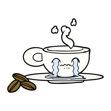 çizgi film ağlayan espresso kupa