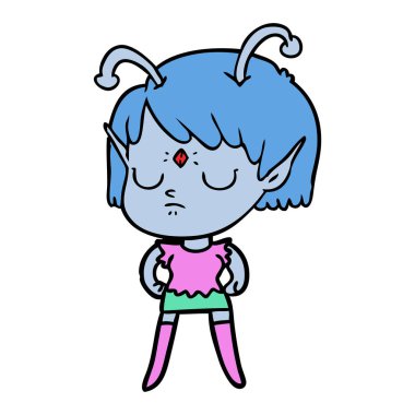 vektör çizim karikatür uzaylı kız