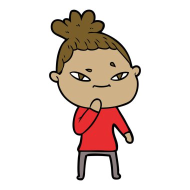 Çizgi filmdeki kadının vektör çizimi