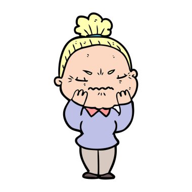 karikatür rahatsız yaşlı kadın