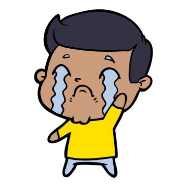 vektör çizim karikatür adam ağlıyor