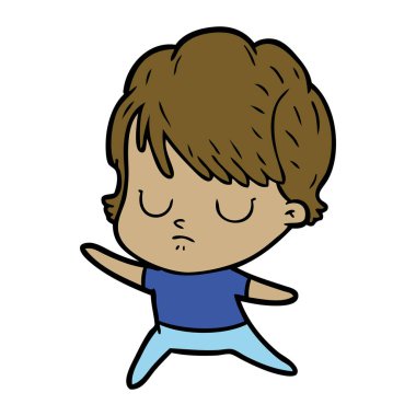 Çizgi filmdeki kadının vektör çizimi