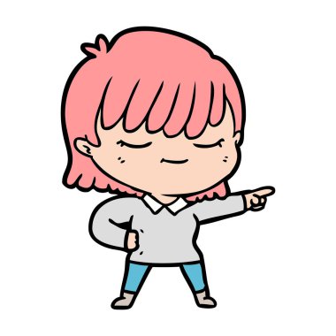 Çizgi filmdeki kadının vektör çizimi