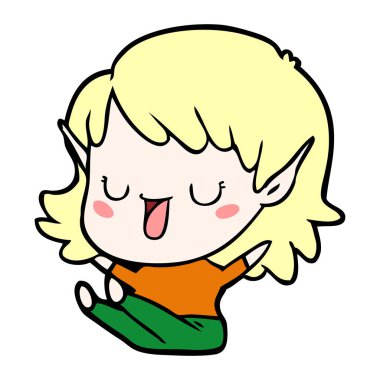 vektör çizim karikatür elf kızı