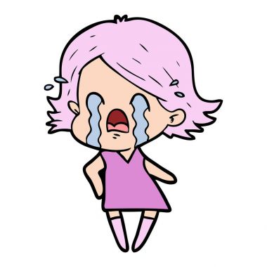 vektör çizim karikatür kadının ağladığını