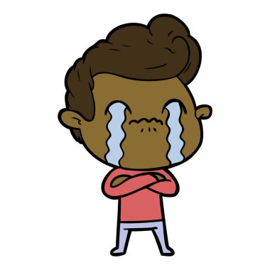 vektör çizim karikatür adam ağlıyor