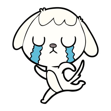 sevimli çizgi köpek ağlıyor