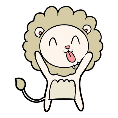 mutlu karikatür aslan vektör çizim
