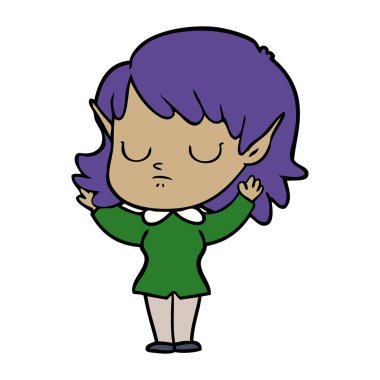 vektör çizim karikatür elf kızı