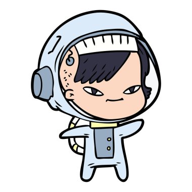 vektör çizim karikatür astronot kadın