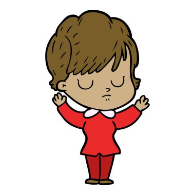 Çizgi filmdeki kadının vektör çizimi