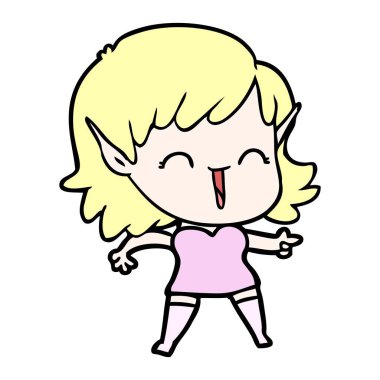 vektör çizim karikatür elf kızı