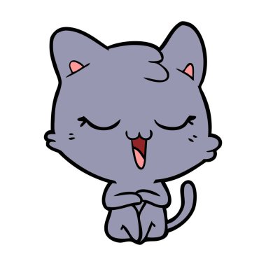 vektör çizim karikatür mutlu kedi