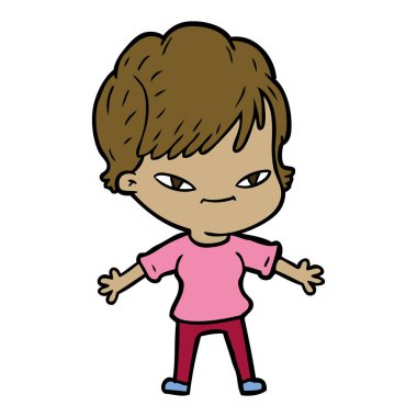 vektör çizim karikatür mutlu kadın