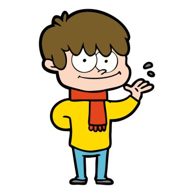 mutlu çizgi film adam vektör çizim