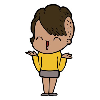 karikatür mutlu hippi kız