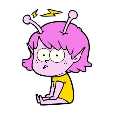 vektör çizim karikatür uzaylı kız