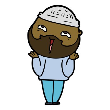 Çizgi film mutlu sakallı adam