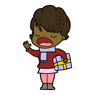  vektör çizim karikatür kadın söz