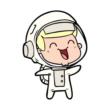 mutlu karikatür astronot vektör çizim