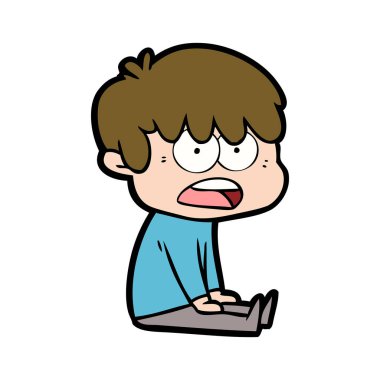 endişeli çizgi film çocuk vektör çizim