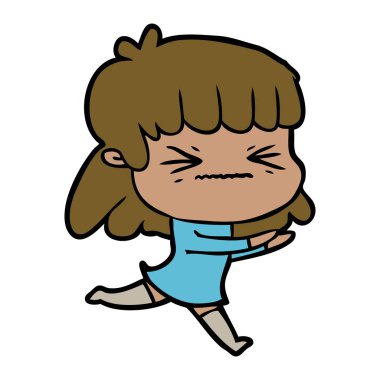 Çizgi filmdeki kadının vektör çizimi