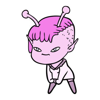 vektör çizim karikatür uzaylı kız